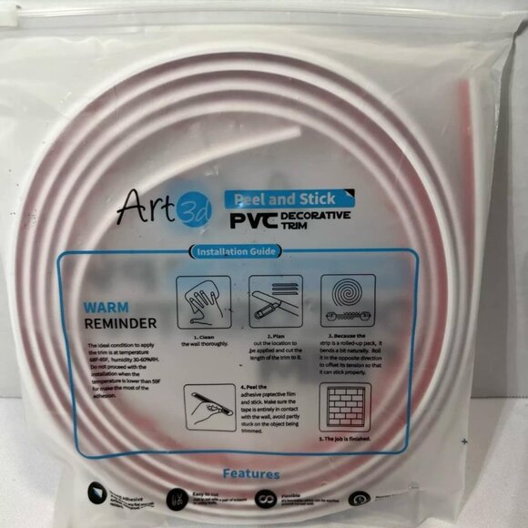 Art3d 10 Ft Peel and Stick Trim for Backsplash Tile Edge Self-Adhesive Liner - Picture 2 of 4